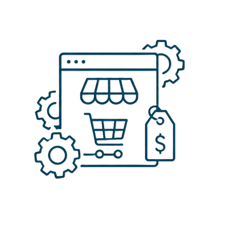 Sacola de compras e cartão de crédito simbolizando desenvolvimento de e-commerce e marketplace seguro