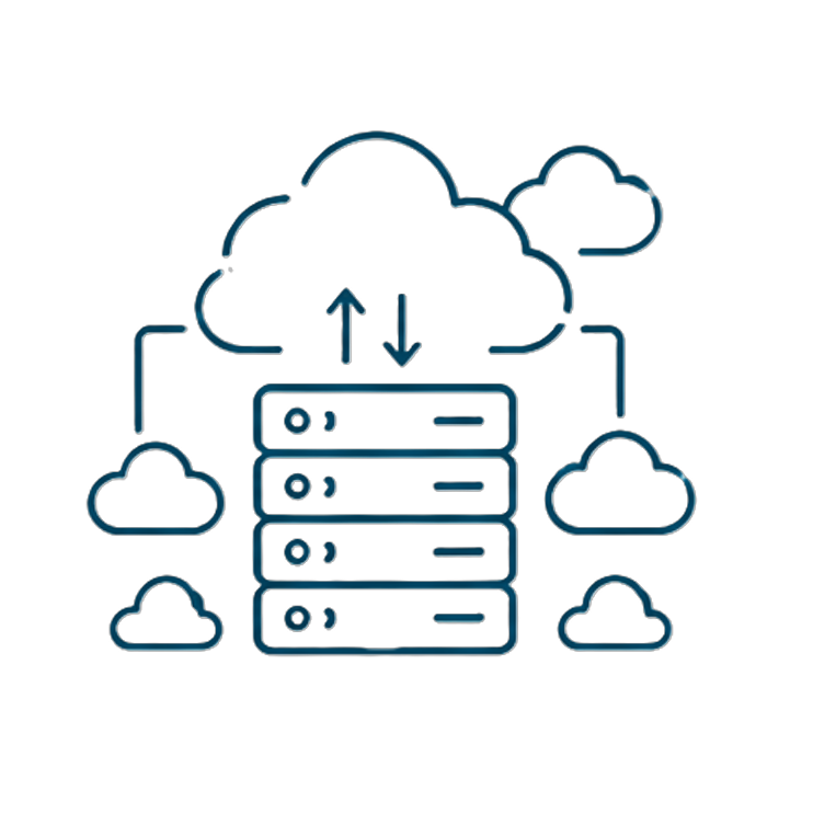 Nuvem com seta de upload ilustrando serviços de infraestrutura cloud e hospedagem multicloud