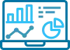 ícone de tela de computador mostrando diferentes gráficos para análise do processo